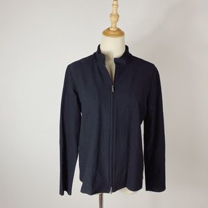 EILEEN FISHER Viscose Blend Knit Zip Front Blazer